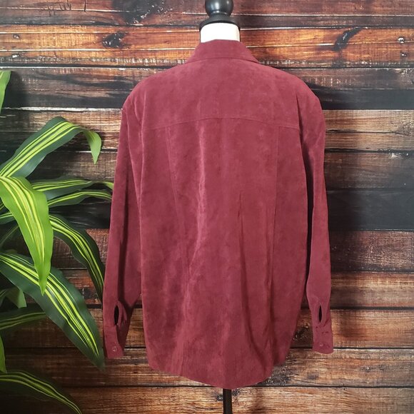 Dressbarn Woman Plus Size 1X Jacket Corduroy Burgundy Wine Lined Button Front - Picture 5 of 9